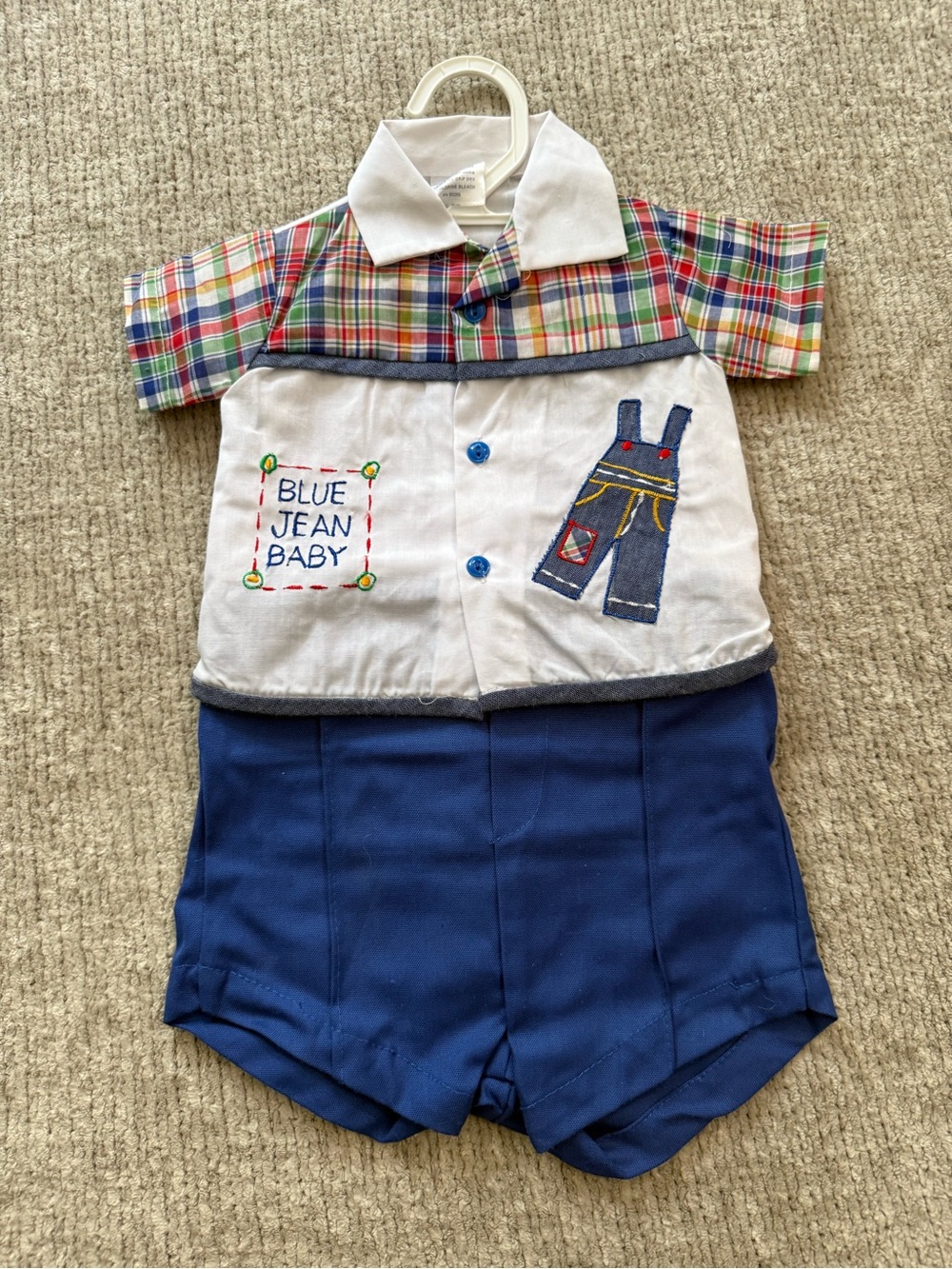 Mayfair Blue Jean Baby Plaid Short Set Vintage Outfit - Picture 2 of 5